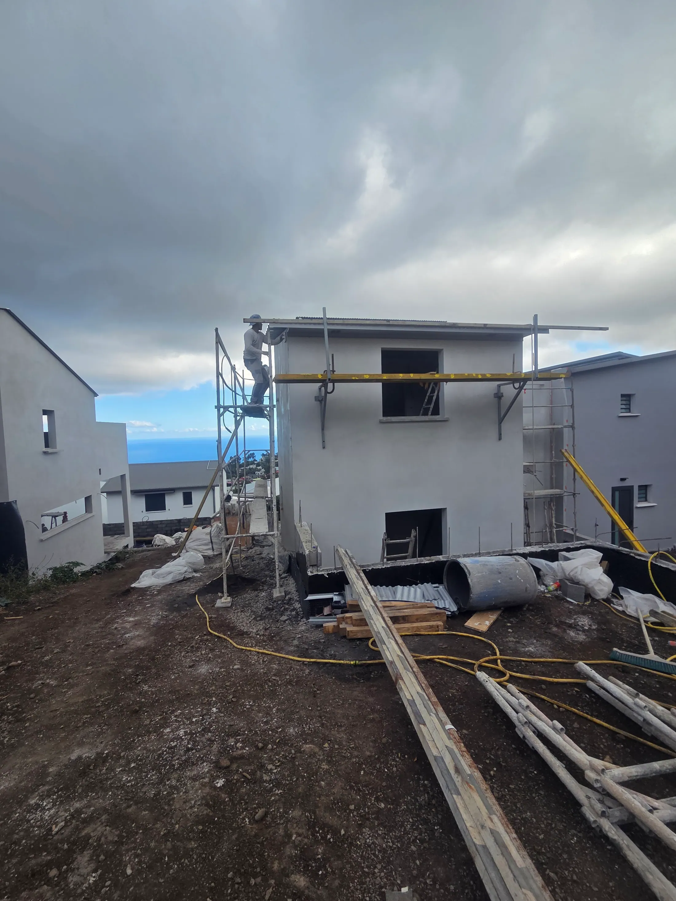 Façade de villa en chantier
